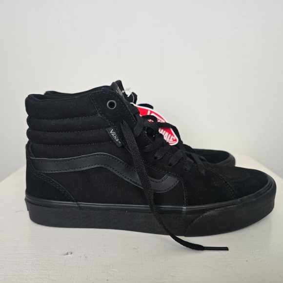 NWT Vans Mens Sk8-Hi Black Suede Canvas High Top Skate Shoes Size 8‎ Classic - Picture 1 of 12